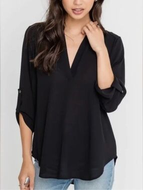 Lush Black Women's Business Casual Top/Blouse